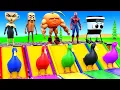 Playing as Spideman in Long Slide Game with Cow Elephant Gorilla - 3d Animal Game - Funny 3d Animals