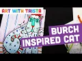 Laurel Burch Inspired Cat In a Hat Holiday Art Tutorial - Art With Trista