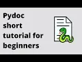 Pydoc short tutorial