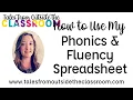 How to use my Phonics Fluency Data Tracker Spreadsheet