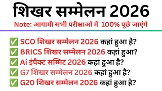 TOP 40: शिखर सम्मेलन 2026 | Summits Current Affairs 2026 || Topic wise Current Affairs 2026