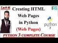 Python Tutorial in Urdu Hindi How To Create HTML Web Pages using Python