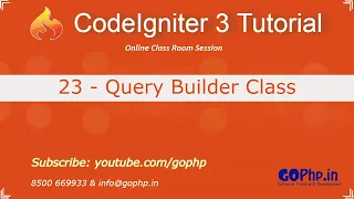 23 - QueryBuilder Class CodeIgniter 3 Tutorial