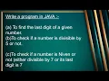 Program to find last digit of a no check divisibility check if it is a niven no Java for beginners