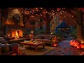 Download Lagu Relaxing Halloween Night 🎃 Cozy Porch, Fire Sounds \u0026 Jazz Piano for Sleep \u0026 Focus