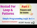 Nested for loop and Patterns Part 1 Simple Programming Logic in C Explained in Malayalam