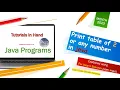 print table of 2 in java using for loop multiplication table in java using scanner