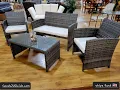 4PCS Patio Rattan Wicker Furniture Conversation Set Cushioned Sofa Table