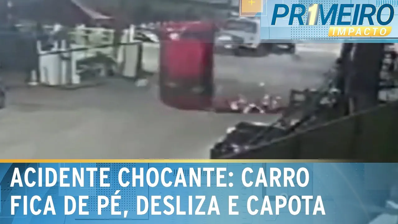 Carro fica “de pé” e capota em acidente impressionante | Primeiro Impacto (20/11/23)