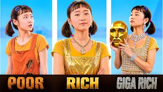 Garota Pobre vs Rica vs Giga Rica no Squid Game 3! Boneca do Squid Game na Vida Real!