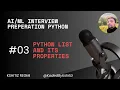 Day 3 Python Lists Explained - Complete Tutorial for Beginners Machine Learning Interview Prep
