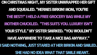My sister got a Hermès Birkin for christmas… I got a free grocery bag.