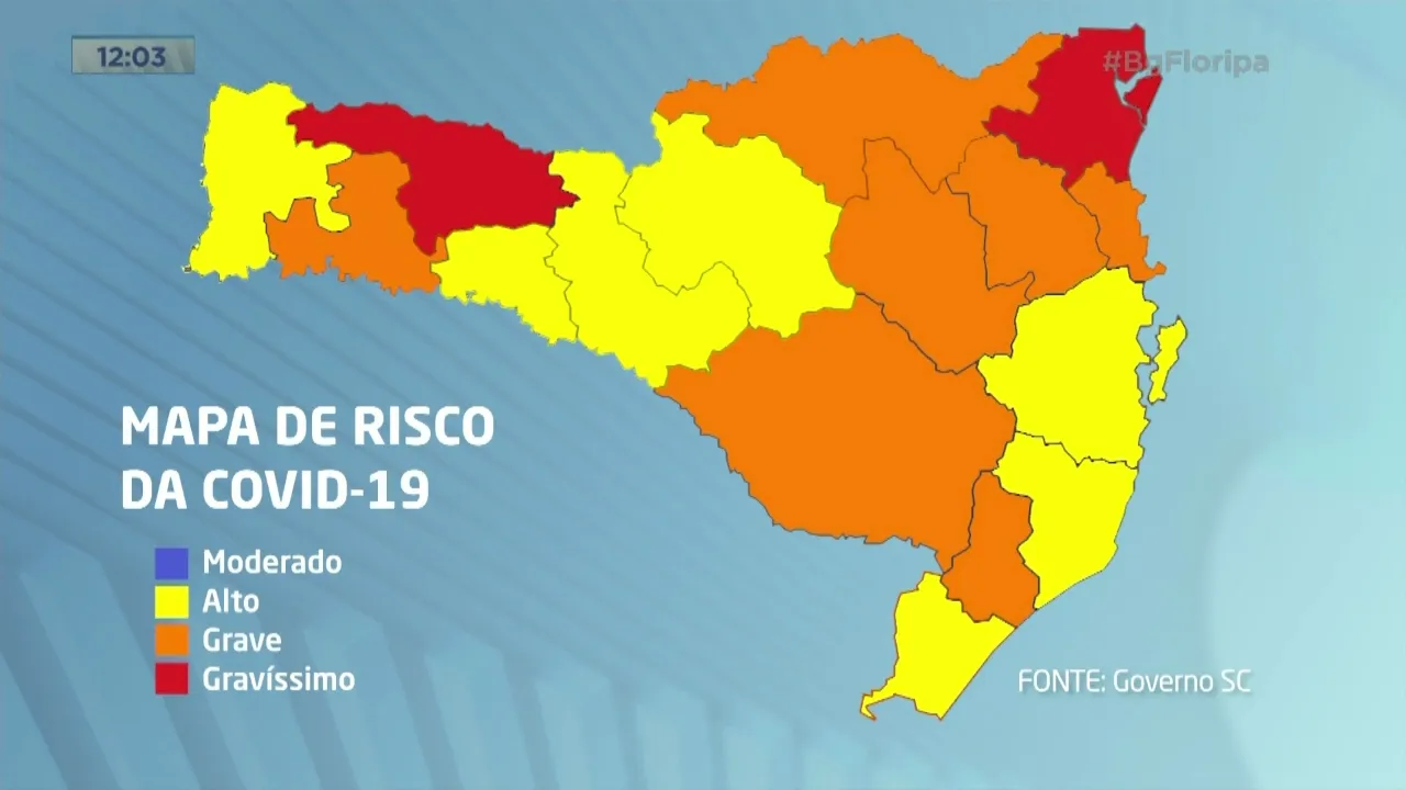 Grande Florianópolis reduz mais um nível no mapa de risco da Covid-19