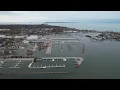 Aerial view over West Harbor Ohio Catawba Island Port Clinton Drone 360 24