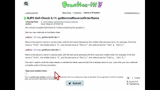 Java Practice It Self-Check 8 11 getNormalReverseOrderName classes methods instance