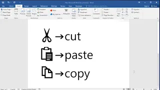 How to insert cut copy and paste symbols in word