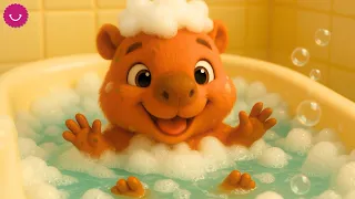 Capibara bebé en su primer baño 🛁 Historia adorable ✨