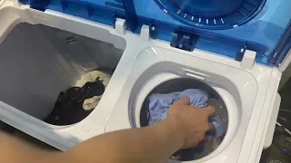 Overview Auertech Twin Tub Portable Washer 28lbs wash spin simultaneously
