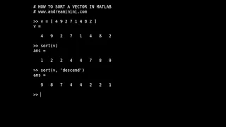 How to sort a vector in Matlab