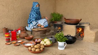 Waoo it’s delicious & Yammi recipe #villagelife #cooking potatoes with cauliflower #recipe