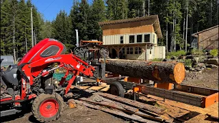 STRANDED OFF GRID | ASMR No Talking LOGS to LUMBER MASSIVE LOG with SAWMILL for SEACAN HOUSE KITCHEN