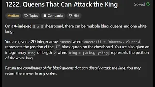 LeetCode 1222 Queens That Can Attack the King Array Matrix Simulation