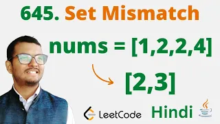 645 Set Mismatch Java Leetcode Hindi