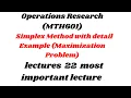 simplex method Maximization Problem Operations research Mth601 lecture 22