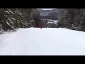 Skiing down along green trail at Bretton Woods NH