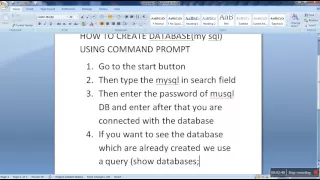HOW TO create database by command prompt