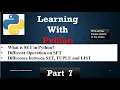 2022 What is a SET in Python Properties of SET Different operations on SET Part 7