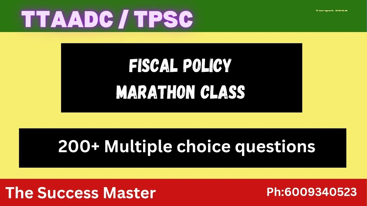 TTAADC || Fiscal policy || Marathon class || By Susmita ma'am || #ttaadc #tripurajob