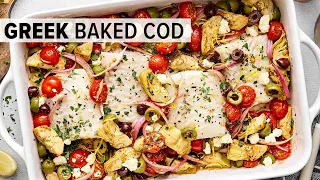 GREEK BAKED COD | A new way to bake cod with simple, Mediterranean flavor!