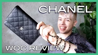 review CHANEL wallet on chain WOC black caviar leather with gold hardware
