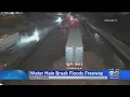 Water main break floods several 101 Freeway lanes through Hollywood