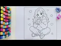 Coloring My Cozy Treats Coloring Book Chibi Girl with Boba Tea Coloring Page Touch Art Markers