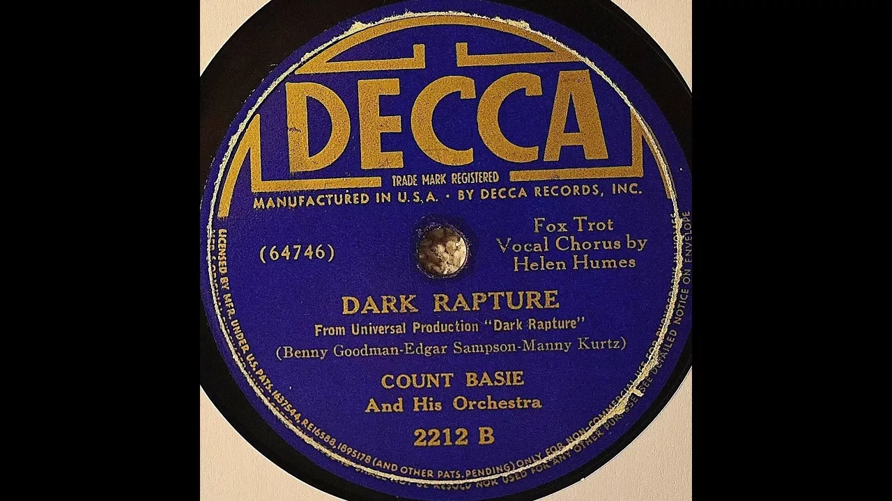 Count Basie vocalist Helen Humes "Dark Rapture" Decca 2212 (1938) Lester Young