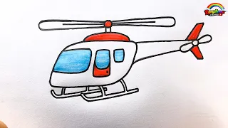 How to Draw a Helicopter Simple Pencil Drawing Coloring Tutorial