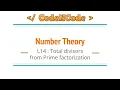 L14 Total Divisors from prime factorization Number Theory CodeNCode
