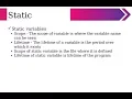 Static variable in c