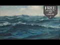Framed TV Art Screensaver 4K Vintage Ocean Waves Painting Relaxing Piano Music 6 Hours TV
