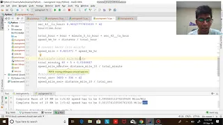 python practice exercise on distance and speed