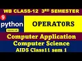 python operators python for beginners Class 12 3rs Sem Computer Science Computer Application