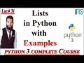 Python Tutorial in Urdu Hindi Lists in Python Lists Uses and Examples in Python