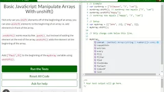 Basic JavaScript Manipulate Arrays With unshift free code camp Dani