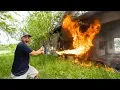 Using a FLAMETHROWER to BURN My Farm House DOWN!!!!