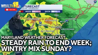 Rain showers over the next couple of days in Maryland