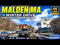 Malden MA Winter Drive 4K R Scenic Streets Neighborhood Tour