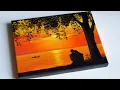 A Romantic Couple in the Sunset Painting | Couple Painting | Sunset Painting