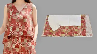 ✂️ easy cut and sew high low v-neck tank top | step by step sewing tutorial for beginners